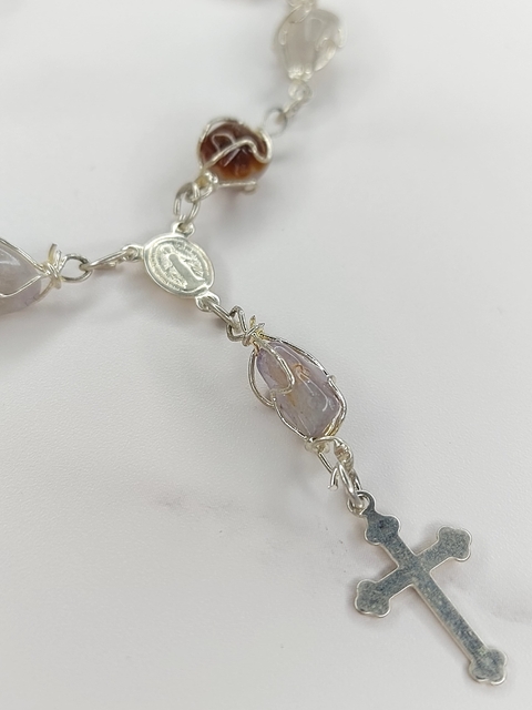 Pulsera Denario Acero Blanco con Piedras Naturales