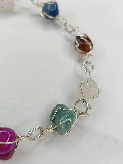 Pulsera Acero Blanco con Piedras Naturales