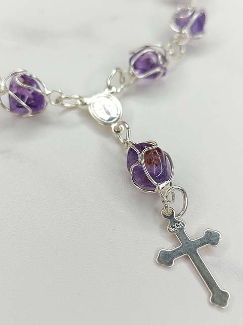 Pulsera Denario Acero Blanco con Piedras Naturales - comprar online