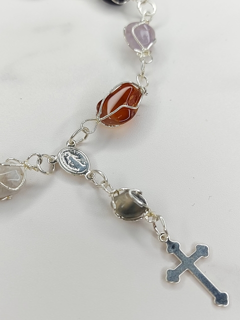 Pulsera Denario Acero Blanco con Piedras Naturales - comprar online