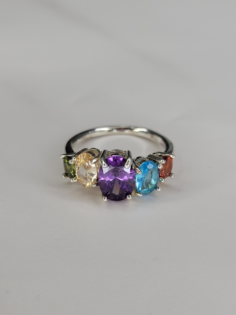 Anillo Eternidad Plata 925 con piedra Cubic multicolor - comprar online