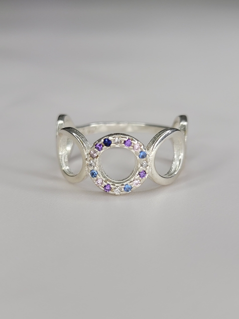 Anillo Plata 925 con piedra y micropavé de colores - comprar online