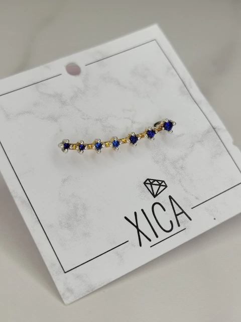 Aros Plata 925 Trepador Solitario con Cubic Azul - comprar online