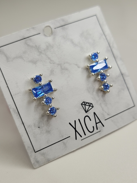 Aros Plata 925 con Cubic Turquesa Pasante - comprar online