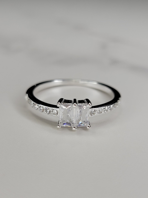 Anillo Compromiso Plata 925 con piedra Cubic