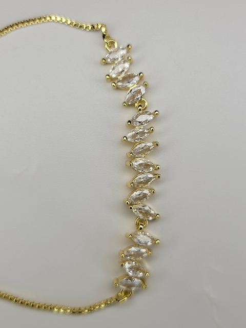 Pulsera Acero Dorado Petalos Cubic