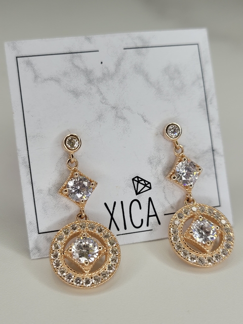 Aros Plata 925 Rosé colgantes con cubic - comprar online