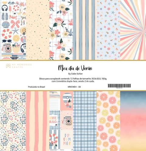 Kit de Papéis Coleção Meu Dia de Verão My Memories Crafts - 6 Papéis - comprar online