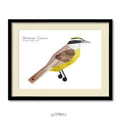 Pájaros de madera con passepartout