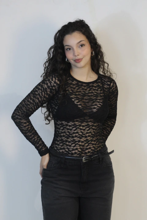 Body Renda Preto