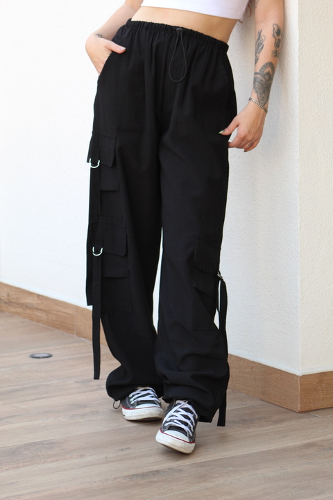 CALÇA PARACHUTE ALFAIATARIA PRETA