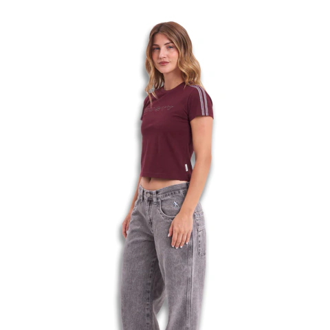 Remera Stitched Up Relaxed Mini Burgundy