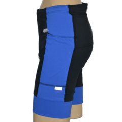 Bermuda 4 Bolsos Preta com Barra e Laterais Azul Royal - comprar online