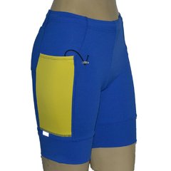 Bermuda 4 Bolsos Azul Royal com Bolsos Amarelo