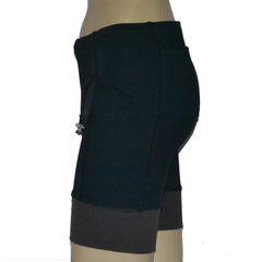 Bermuda 4 Bolsos Preta com Barra Marrom - comprar online