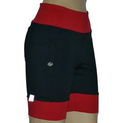 Bermuda 4 Bolsos Preta com Barra e Cós Anatômico Vermelho