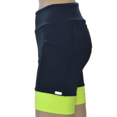 Bermuda 4 Bolsos Preta com Barra Amarela Fluorescente - comprar online