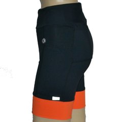 Bermuda 4 Bolsos Preta com Barra Laranja - comprar online