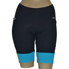 Bermuda 4 Bolsos Preta com Barra Azul Claro na internet