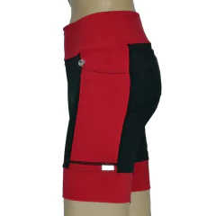 Bermuda 4 Bolsos Preta com Barra, Laterais e Cós Anatômico Vermelho - comprar online