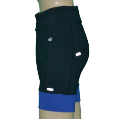 Bermuda 4 Bolsos Preta com Barra Azul Royal - comprar online