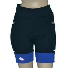 Bermuda 4 Bolsos Preta com Barra Azul Royal na internet