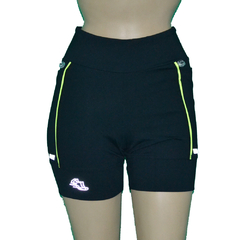 Shortinho 4 Bolsos Preto Vivo Amarelo Neon - Pronta Entrega - corrabem