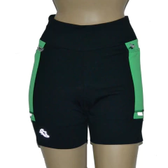Imagem do Shortinho 4 Bolsos Preto Lateral Verde - Pronta Entrega