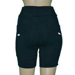 Bermuda 4 Bolsos Preto com Vivo Azul Royal - comprar online