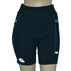 Bermuda 4 Bolsos Preto com Vivo Azul Royal - corrabem