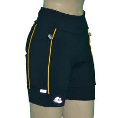 Bermuda 4 Bolsos Preto com Vivo Amarelo