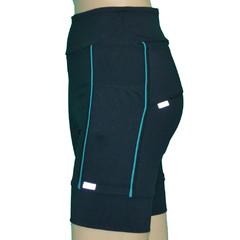 Bermuda 4 Bolsos Preto com Vivo Azul Tiffany na internet