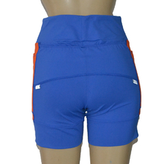 Shortinho 4 Bolsos Azul Royal com Laterias Laranja - corrabem