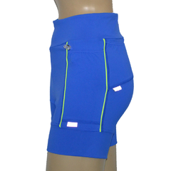 Shortinho 4 Bolsos Azul Royal com Vivo Amarelo Neon na internet