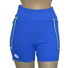 Shortinho 4 Bolsos Azul Royal com Vivo Amarelo Neon - comprar online