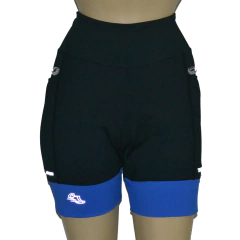 Shortinho 4 Bolsos Preto com Barra Azul Royal - comprar online