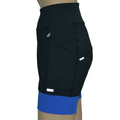 Shortinho 4 Bolsos Preto com Barra Azul Royal na internet