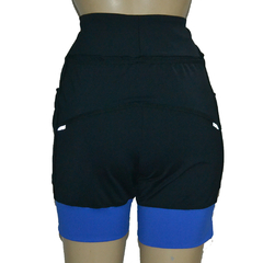 Shortinho 4 Bolsos Preto com Barra Azul Royal - Pronta Entrega - corrabem