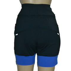 Shortinho 4 Bolsos Preto com Barra Azul Royal - corrabem