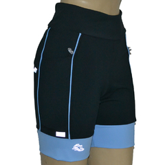 Bermuda 4 Bolsos Preto com Vivo e Barra Azul Fly