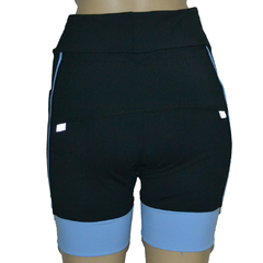 Bermuda 4 Bolsos Preto com Vivo e Barra Azul Fly - corrabem