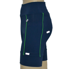 Bermuda 4 Bolsos Azul Marinho com Vivo Verde - corrabem