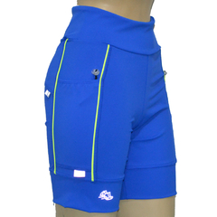 Bermuda 4 Bolsos Azul Royal com Vivo Amarelo Neon