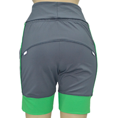Shortinho 4 Bolsos Chumbo com Barra e vivo Verde Bonito- Pronta Entrega - corrabem
