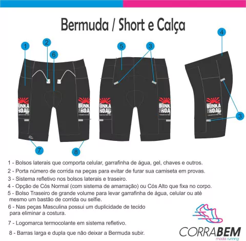 Bermuda 4 Bolsos Preto Bunka OFF Road