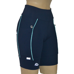 Bermuda 4 Bolsos Azul Marinho com Vivo Azul Claro