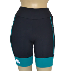 Bermuda 4 Bolsos Preto com Barra e Vivo Verde Esmeralda - Pronta Entrega - comprar online