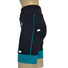 Bermuda 4 Bolsos Preto com Barra e Vivo Verde Esmeralda - Pronta Entrega na internet