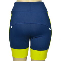 Bermuda 4 Bolsos Azul Marinho com Barra e Vivo Amarelo Neon - Pronta Entrega - corrabem