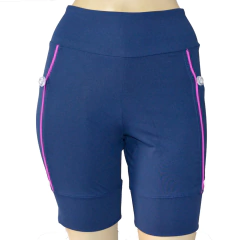 Bermuda 4 Bolsos Azul Marinho com Vivo Roxo - Pronta Entrega - comprar online